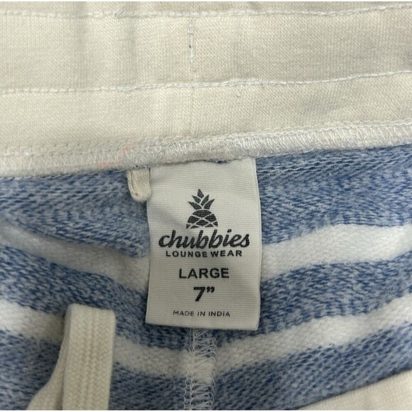 Chubbies Lounge Wear 100% Cotton Blue & White Soft Shorts Size Large 7" Inseam - Picture 8 of 10